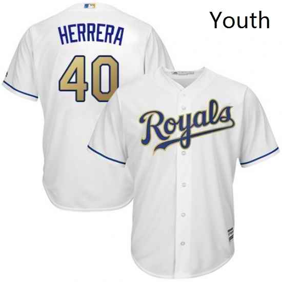 Youth Majestic Kansas City Royals 40 Kelvin Herrera Authentic White Home Cool Base MLB Jersey